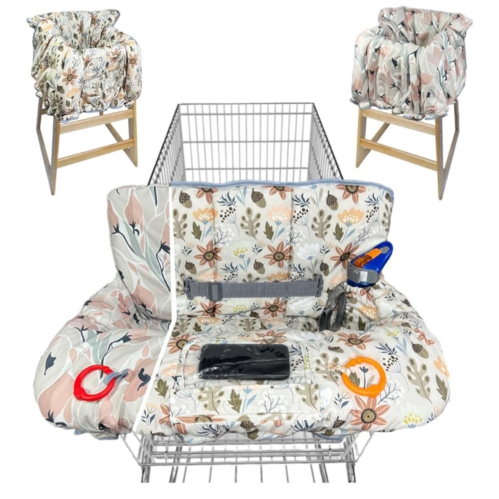 2 Covers Grocery Shopping Cart Cover / High Chair Cover Baby /Toddler Waterproof